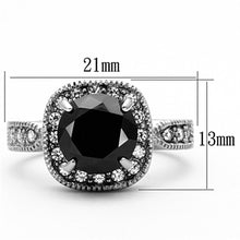 Load image into Gallery viewer, TK1322 - High polished (no plating) Stainless Steel Ring with AAA Grade CZ  in Black Diamond