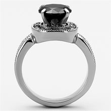 Load image into Gallery viewer, TK1322 - High polished (no plating) Stainless Steel Ring with AAA Grade CZ  in Black Diamond