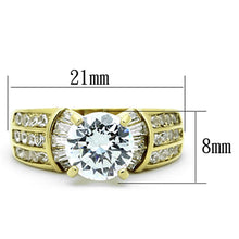 Load image into Gallery viewer, TK1323 - IP Gold(Ion Plating) Stainless Steel Ring with AAA Grade CZ  in Clear