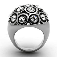 Load image into Gallery viewer, TK1325 - High polished (no plating) Stainless Steel Ring with Top Grade Crystal  in Clear