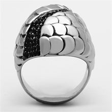 Load image into Gallery viewer, TK1327 - High polished (no plating) Stainless Steel Ring with Top Grade Crystal  in Jet