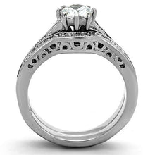 Load image into Gallery viewer, TK1330 - High polished (no plating) Stainless Steel Ring with AAA Grade CZ  in Clear