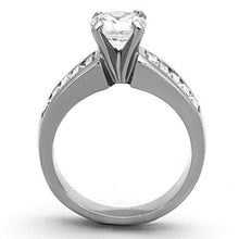 Load image into Gallery viewer, TK1332 - High polished (no plating) Stainless Steel Ring with AAA Grade CZ  in Clear