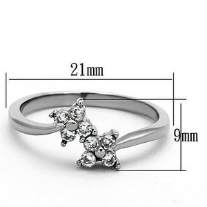 TK1333 - High polished (no plating) Stainless Steel Ring with AAA Grade CZ  in Clear