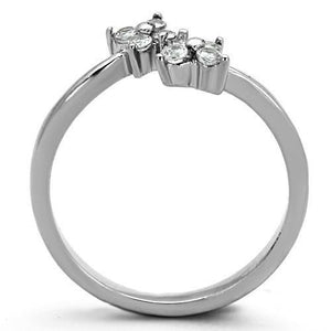 TK1333 - High polished (no plating) Stainless Steel Ring with AAA Grade CZ  in Clear