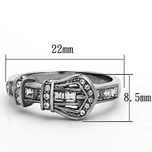 TK1334 - High polished (no plating) Stainless Steel Ring with Top Grade Crystal  in Clear