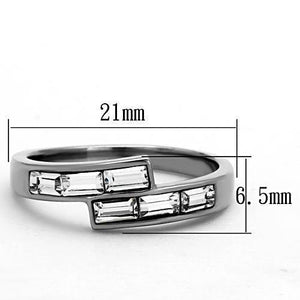 TK1335 - High polished (no plating) Stainless Steel Ring with Top Grade Crystal  in Clear