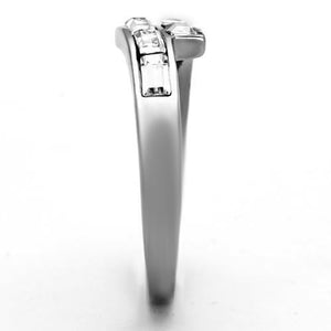 TK1335 - High polished (no plating) Stainless Steel Ring with Top Grade Crystal  in Clear