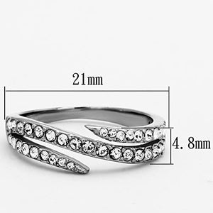 TK1338 - High polished (no plating) Stainless Steel Ring with Top Grade Crystal  in Clear