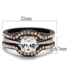 Load image into Gallery viewer, TK1343PC - Two Tone IP Dark Brown (IP coffee) Stainless Steel Ring with AAA Grade CZ  in Clear