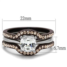 Load image into Gallery viewer, LOTK1343PC - Two Tone IP Dark Brown (IP coffee) Stainless Steel Ring with AAA Grade CZ  in Clear