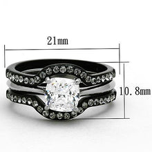 Load image into Gallery viewer, TK1343 - Two-Tone IP Black Stainless Steel Ring with AAA Grade CZ  in Clear