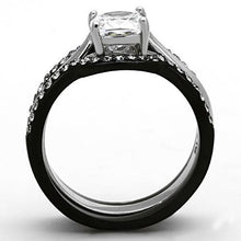 Load image into Gallery viewer, LOTK1343 - Two-Tone IP Black Stainless Steel Ring with AAA Grade CZ  in Clear