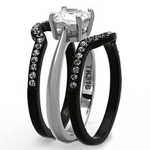 Load image into Gallery viewer, LOTK1343 - Two-Tone IP Black Stainless Steel Ring with AAA Grade CZ  in Clear