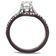 Load image into Gallery viewer, LOTK1344PC - Two Tone IP Dark Brown (IP coffee) Stainless Steel Ring with AAA Grade CZ  in Clear