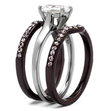 Load image into Gallery viewer, LOTK1344PC - Two Tone IP Dark Brown (IP coffee) Stainless Steel Ring with AAA Grade CZ  in Clear