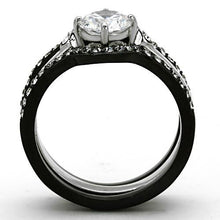 Load image into Gallery viewer, TK1346 - Two-Tone IP Black Stainless Steel Ring with AAA Grade CZ  in Clear