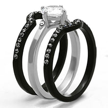 Load image into Gallery viewer, LOTK1346 - Two-Tone IP Black Stainless Steel Ring with AAA Grade CZ  in Clear