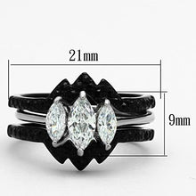 Load image into Gallery viewer, LOTK1347 - Two-Tone IP Black Stainless Steel Ring with AAA Grade CZ  in Clear
