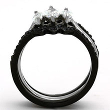 Load image into Gallery viewer, TK1347 - Two-Tone IP Black Stainless Steel Ring with AAA Grade CZ  in Clear