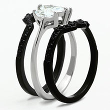 Load image into Gallery viewer, LOTK1347 - Two-Tone IP Black Stainless Steel Ring with AAA Grade CZ  in Clear
