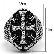 Load image into Gallery viewer, TK1351 - High polished (no plating) Stainless Steel Ring with Top Grade Crystal  in Clear