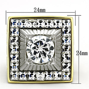 TK1359 - Two-Tone IP Gold (Ion Plating) Stainless Steel Ring with AAA Grade CZ  in Clear