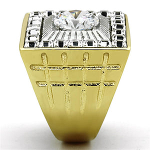 TK1359 - Two-Tone IP Gold (Ion Plating) Stainless Steel Ring with AAA Grade CZ  in Clear