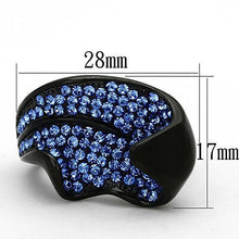 Load image into Gallery viewer, TK1362 - IP Black(Ion Plating) Stainless Steel Ring with Top Grade Crystal  in Sapphire