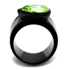 Load image into Gallery viewer, TK1363J - IP Black(Ion Plating) Stainless Steel Ring with Top Grade Crystal  in Peridot