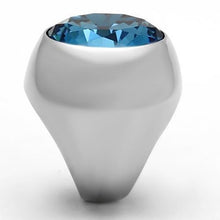 Load image into Gallery viewer, TK1367 - High polished (no plating) Stainless Steel Ring with Synthetic Synthetic Glass in Sea Blue