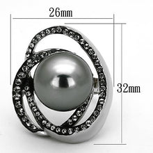 Load image into Gallery viewer, TK1371 - High polished (no plating) Stainless Steel Ring with Synthetic Pearl in Gray