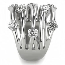 Load image into Gallery viewer, TK1372 - High polished (no plating) Stainless Steel Ring with Top Grade Crystal  in Clear