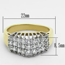 Load image into Gallery viewer, TK1376 - Two-Tone IP Gold (Ion Plating) Stainless Steel Ring with AAA Grade CZ  in Clear