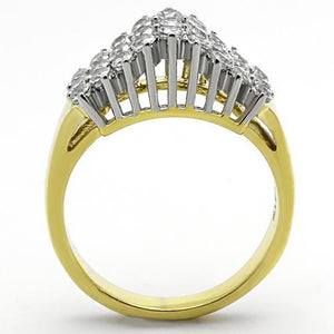 TK1376 - Two-Tone IP Gold (Ion Plating) Stainless Steel Ring with AAA Grade CZ  in Clear