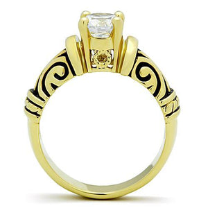 TK1377 - IP Gold(Ion Plating) Stainless Steel Ring with AAA Grade CZ  in Clear