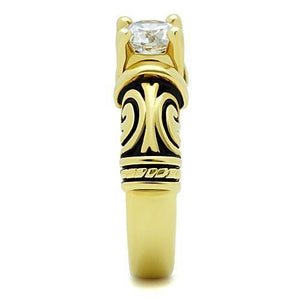 TK1377 - IP Gold(Ion Plating) Stainless Steel Ring with AAA Grade CZ  in Clear