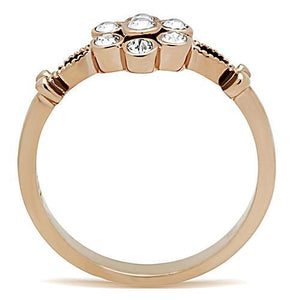 TK1378 - IP Rose Gold(Ion Plating) Stainless Steel Ring with Top Grade Crystal  in Clear