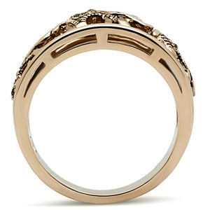 TK1380 - IP Rose Gold(Ion Plating) Stainless Steel Ring with Top Grade Crystal  in Citrine Yellow