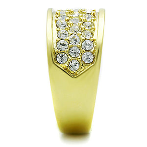 TK1385 - IP Gold(Ion Plating) Stainless Steel Ring with Top Grade Crystal  in Clear