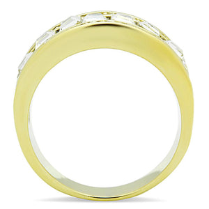 TK1386 - IP Gold(Ion Plating) Stainless Steel Ring with Top Grade Crystal  in Clear