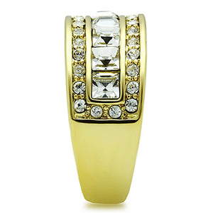 TK1386 - IP Gold(Ion Plating) Stainless Steel Ring with Top Grade Crystal  in Clear