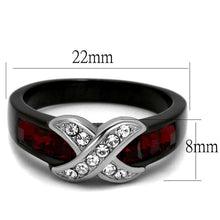 Load image into Gallery viewer, TK1388J - Two-Tone IP Black Stainless Steel Ring with Top Grade Crystal  in Siam