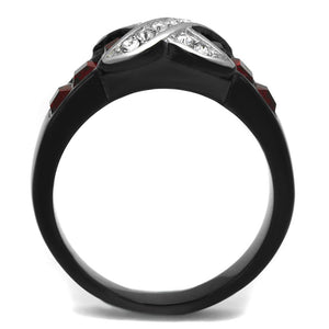 TK1388J - Two-Tone IP Black Stainless Steel Ring with Top Grade Crystal  in Siam