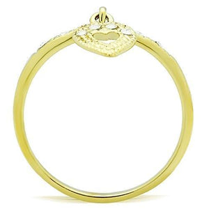 TK1395 - IP Gold(Ion Plating) Stainless Steel Ring with Top Grade Crystal  in Clear