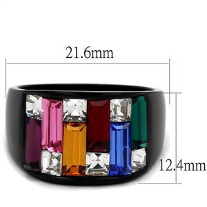 TK1397J - IP Black(Ion Plating) Stainless Steel Ring with Top Grade Crystal  in Multi Color