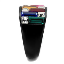 Load image into Gallery viewer, TK1397J - IP Black(Ion Plating) Stainless Steel Ring with Top Grade Crystal  in Multi Color