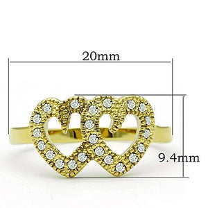 TK1398 - IP Gold(Ion Plating) Stainless Steel Ring with Top Grade Crystal  in Clear