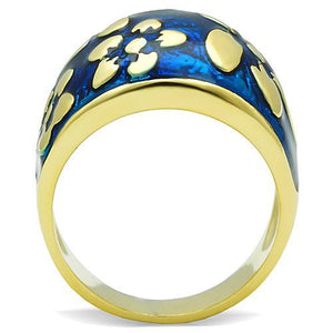 TK1399 - IP Gold(Ion Plating) Stainless Steel Ring with Epoxy  in Capri Blue