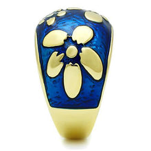 Load image into Gallery viewer, TK1399 - IP Gold(Ion Plating) Stainless Steel Ring with Epoxy  in Capri Blue